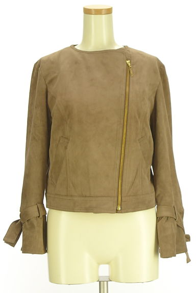 JILL by JILLSTUART（ジルバイジルスチュアート）の古着「スウェード調ノーカラージャケット（ブルゾン・スタジャン）」大画像１へ