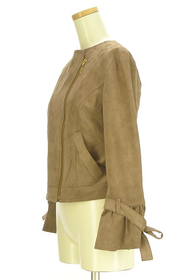 JILL by JILLSTUART（ジルバイジルスチュアート）の古着「スウェード調ノーカラージャケット（ブルゾン・スタジャン）」大画像３へ