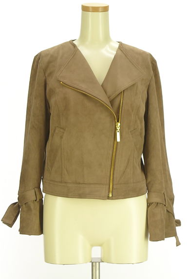 JILL by JILLSTUART（ジルバイジルスチュアート）の古着「スウェード調ノーカラージャケット（ブルゾン・スタジャン）」大画像４へ