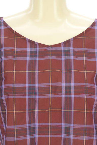 JILL by JILLSTUART（ジルバイジルスチュアート）の古着「Vネック半袖チェック柄カットソー（カットソー・プルオーバー）」大画像４へ