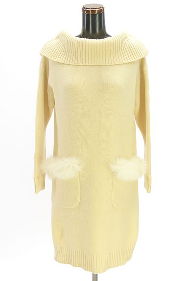 JILL by JILLSTUART（ジルバイジルスチュアート）の古着「ファー付きポケット膝上ニットワンピース（ワンピース・チュニック）」大画像１へ