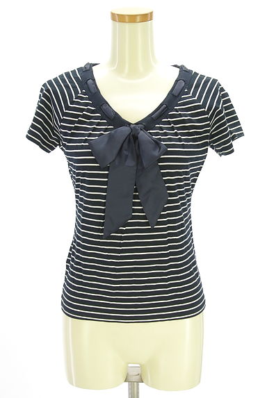 23区（ニジュウサンク）の古着「サテンリボン付きボーダーカットソー（カットソー・プルオーバー）」大画像１へ