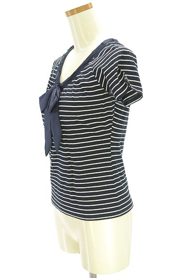 23区（ニジュウサンク）の古着「サテンリボン付きボーダーカットソー（カットソー・プルオーバー）」大画像３へ