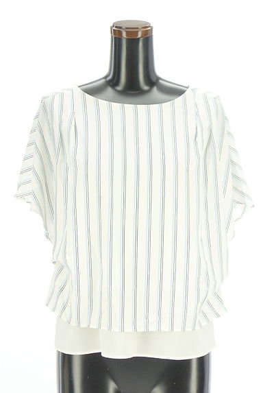 INDIVI（インディヴィ）の古着「ストライプ柄フレンチスリーブカットソー（カットソー・プルオーバー）」大画像１へ