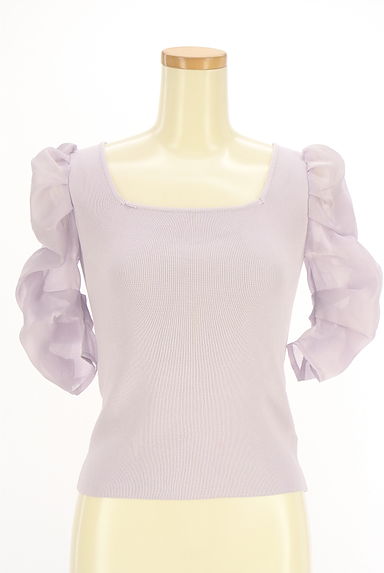 earth music&ecology（アースミュージック＆エコロジー）の古着「シアーボリュームスリーブ切替ニットトップス（ニット）」大画像１へ