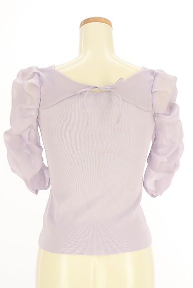 earth music&ecology（アースミュージック＆エコロジー）の古着「シアーボリュームスリーブ切替ニットトップス（ニット）」大画像２へ