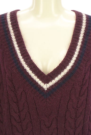 BABYLONE（バビロン）の古着「ライン入りVネックニットトップス（セーター）」大画像４へ
