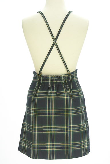 クリックで大画像表示 REDYAZEL(レディアゼル)の古着「ラップ風チェック柄サロペットミニスカート(オーバーオール・サロペット)」大画像2へ
