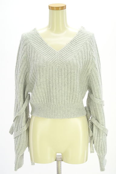 REDYAZEL（レディアゼル）の古着「スパンコールミックスVネックニットトップス（セーター）」大画像１へ