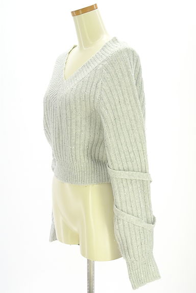 REDYAZEL（レディアゼル）の古着「スパンコールミックスVネックニットトップス（セーター）」大画像３へ