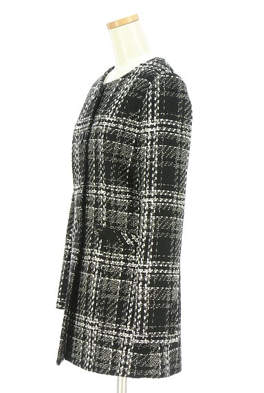 クリックで大画像表示 VICKY(ビッキー)の古着「ミドル丈ノーカラーチェック柄ウール混コート(ジャケット)」大画像3へ