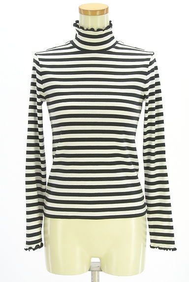 クリックで大画像表示 GREED INTERNATIONAL(グリードインターナショナル)の古着「モックネックボーダー柄カットソー(カットソー・プルオーバー)」大画像1へ