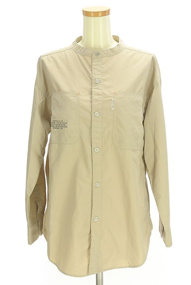 クリックで大画像表示 CUBE SUGAR(キューブシュガー)の古着「アシンメトリーポケットバンドカラーシャツ(カジュアルシャツ)」大画像1へ