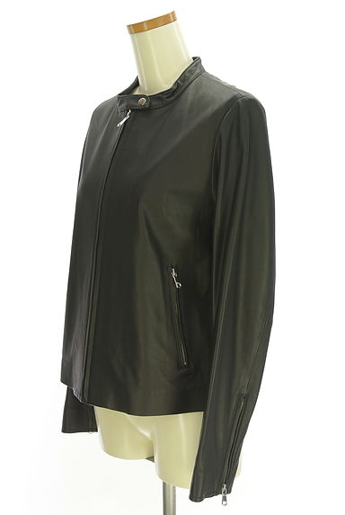 LOUNIE（ルーニィ）の古着「ノーカラーラムレザーライダースジャケット（ブルゾン・スタジャン）」大画像３へ