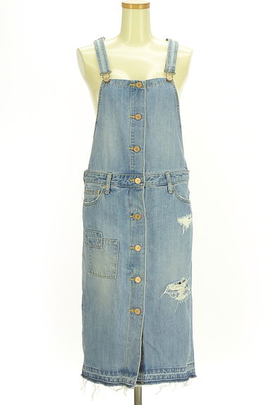 クリックで大画像表示 AZUL BY MOUSSY(アズールバイマウジー)の古着「ミモレ丈デニムサロペットスカート(オーバーオール・サロペット)」大画像1へ