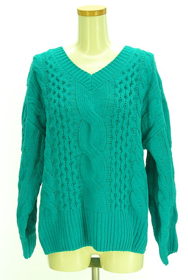 AZUL BY MOUSSY（アズールバイマウジー）の古着「Vネックケーブル編みモールニット（ニット）」大画像１へ