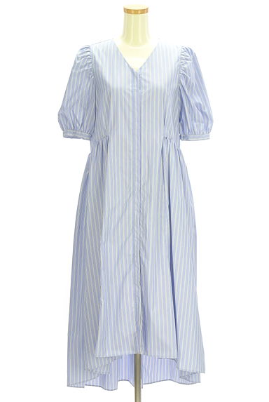 EPOCA THE SHOP（エポカ ザ ショップ）の古着「ストライプ柄パフスリーブワンピース（ワンピース・チュニック）」大画像１へ