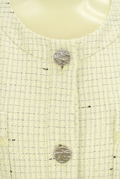 JILL by JILLSTUART（ジルバイジルスチュアート）の古着「ラメチェックノーカラーツイードジャケット（ジャケット）」大画像４へ