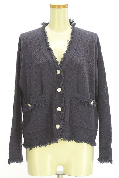 クリックで大画像表示 Stola.(ストラ)の古着「フリンジコットンニットカーディガン(カーディガン・ボレロ)」大画像1へ
