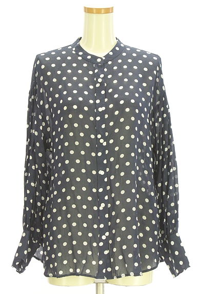 SLOBE IENA（スローブイエナ）の古着「ノーカラードットシアーシャツ（ブラウス）」大画像１へ