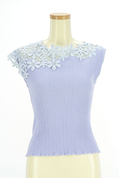 WILLSELECTION（ウィルセレクション）の古着「ヨーク花モチーフ刺繍ノースリリブニットトップス（ニット）」大画像１へ