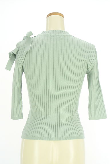 WILLSELECTION（ウィルセレクション）の古着「左肩リボン付きオープンショルダー6分袖リブニットトップス（ニット）」大画像２へ
