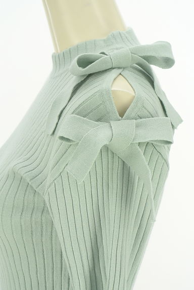 WILLSELECTION（ウィルセレクション）の古着「左肩リボン付きオープンショルダー6分袖リブニットトップス（ニット）」大画像４へ