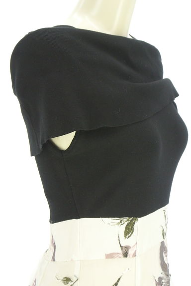 クリックで大画像表示 WILLSELECTION(ウィルセレクション)の古着「黒ニット×花柄オーガンジーオフショルワンピース(ワンピース・チュニック)」大画像4へ