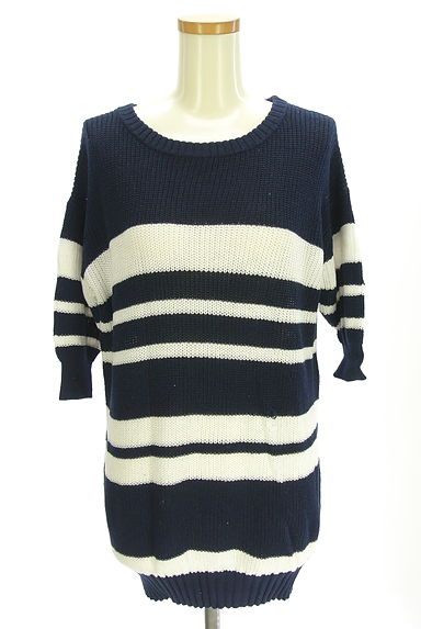 Rady（レディ）の古着「7分袖ボーダー柄ニットトップス（ニット）」大画像１へ