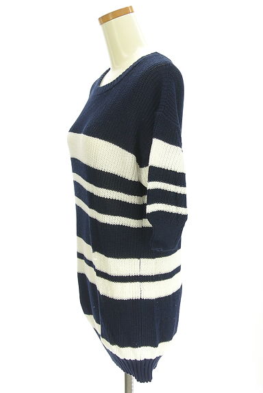 Rady（レディ）の古着「7分袖ボーダー柄ニットトップス（ニット）」大画像３へ