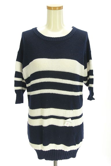 Rady（レディ）の古着「7分袖ボーダー柄ニットトップス（ニット）」大画像４へ