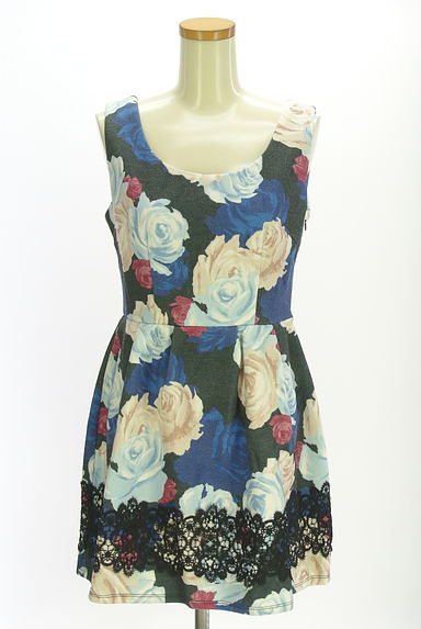 クリックで大画像表示 rienda(リエンダ)の古着「裾レース花柄ワンピース(キャミワンピース)」大画像1へ