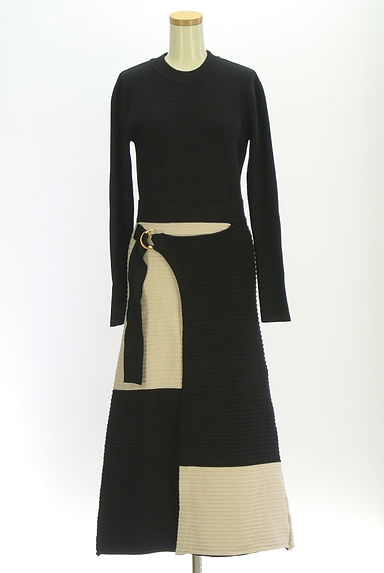 rienda（リエンダ）の古着「ラップ風配色ニットワンピース（ワンピース・チュニック）」大画像１へ