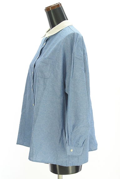 Samansa Mos2（サマンサモスモス）の古着「バイカラー衿綿麻シャツ（ブラウス）」大画像３へ