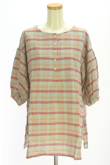 Samansa Mos2（サマンサモスモス）の古着「チェック柄チュニックブラウス（カットソー・プルオーバー）」大画像１へ
