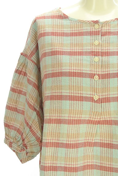 Samansa Mos2（サマンサモスモス）の古着「チェック柄チュニックブラウス（カットソー・プルオーバー）」大画像４へ