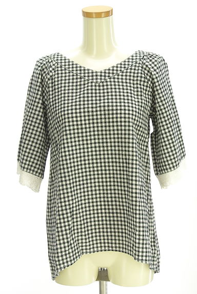 Samansa Mos2（サマンサモスモス）の古着「レース付きギンガムチェックブラウス（カットソー・プルオーバー）」大画像１へ