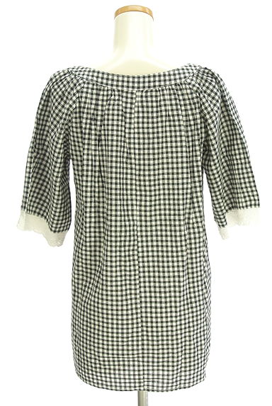 Samansa Mos2（サマンサモスモス）の古着「レース付きギンガムチェックブラウス（カットソー・プルオーバー）」大画像２へ