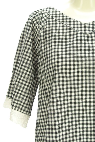 Samansa Mos2（サマンサモスモス）の古着「レース付きギンガムチェックブラウス（カットソー・プルオーバー）」大画像４へ