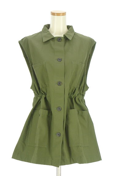 Samansa Mos2（サマンサモスモス）の古着「ミドル丈ドロストミリタリーベスト（ベスト・ジレ）」大画像１へ