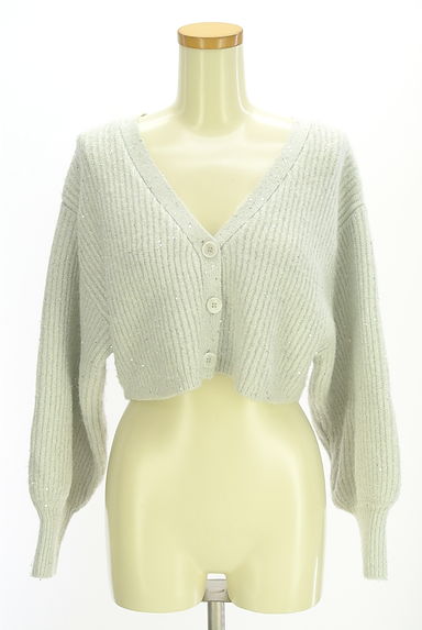 MERCURYDUO（マーキュリーデュオ）の古着「ラメ&スパンコールMIXニットカーディガン（カーディガン・ボレロ）」大画像１へ