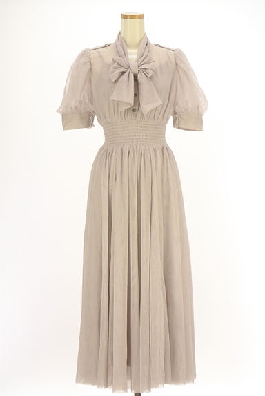 rienda（リエンダ）の古着「ボウタイ付き半そでチュールワンピース（ワンピース・チュニック）」大画像１へ