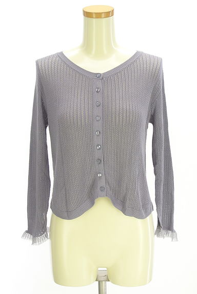 PROPORTION BODY DRESSING（プロポーションボディドレッシング）の古着「レース付き透かし編みニットカーデ（カーディガン・ボレロ）」大画像１へ