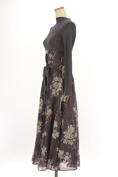 MERCURYDUO（マーキュリーデュオ）の古着「リブニット×花柄シアーワンピース（ワンピース・チュニック）」大画像３へ