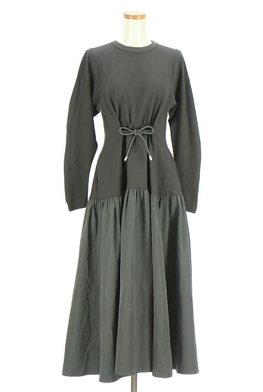 ADAM ET ROPE（アダムエロペ）の古着「別地切替ウエストドロストワンピース（ワンピース・チュニック）」大画像１へ