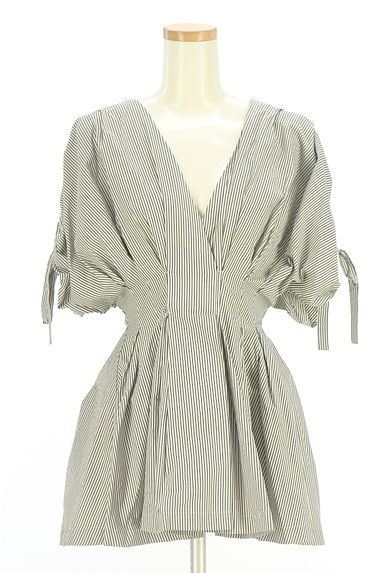 FRAY I.D（フレイアイディー）の古着「ドロストボリューム袖ストライプブラウス（カットソー・プルオーバー）」大画像１へ