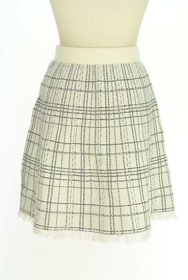 WILLSELECTION（ウィルセレクション）の古着「チェック柄フリンジニットミニスカート（ミニスカート）」大画像２へ