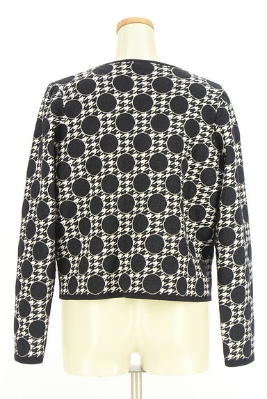 TARA JARMON（タラジャーモン）の古着「ドット×千鳥格子柄ニットカーディガン（カーディガン・ボレロ）」大画像２へ