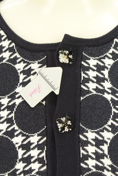 TARA JARMON（タラジャーモン）の古着「ドット×千鳥格子柄ニットカーディガン（カーディガン・ボレロ）」大画像５へ