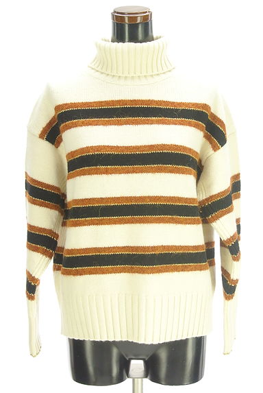 TOMORROWLAND（トゥモローランド）の古着「MACPHEE マルチボーダー柄タートルネックニットトップス（セーター）」大画像１へ